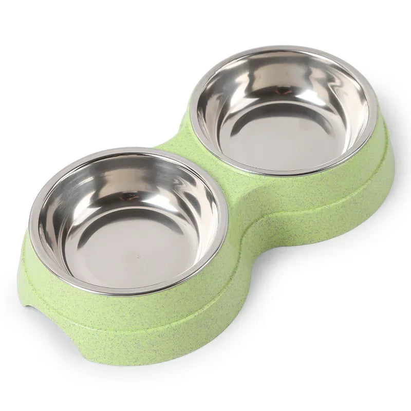 Double Pet Bowls – Stainless Steel Food & Water Feeder for Cats & Small Dogs