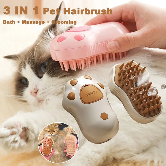 3-in-1 Electric Spray & Steam Grooming Brush for Cats & Dogs