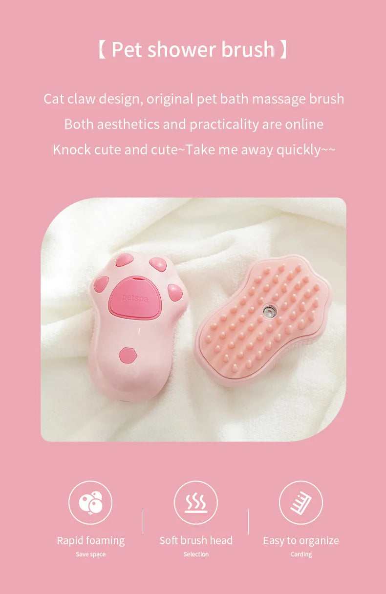 3-in-1 Electric Spray & Steam Grooming Brush for Cats & Dogs