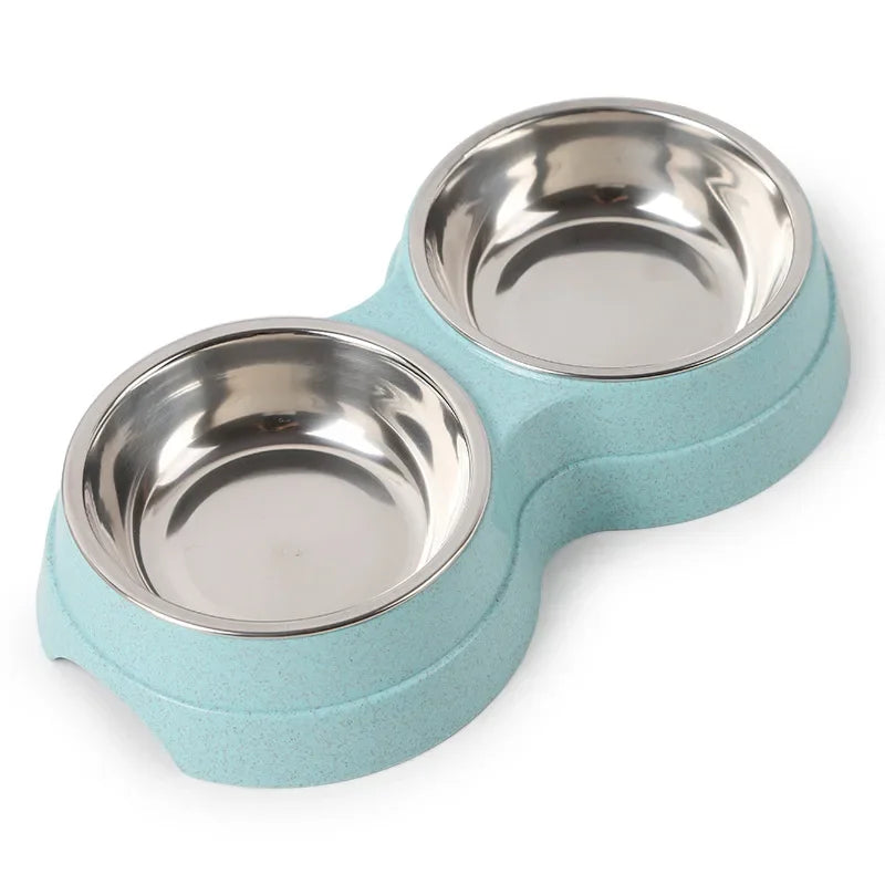 Double Pet Bowls – Stainless Steel Food & Water Feeder for Cats & Small Dogs