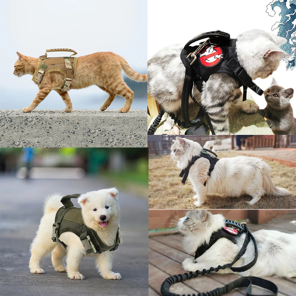 Tactical Cat & Small Dog Harness — Escape-Proof, Adjustable, and Breathable
