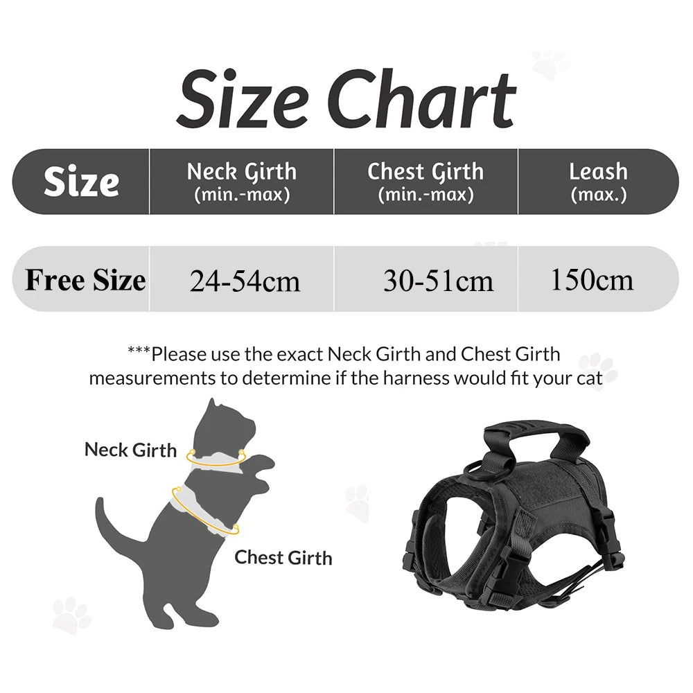Tactical Cat & Small Dog Harness — Escape-Proof, Adjustable, and Breathable