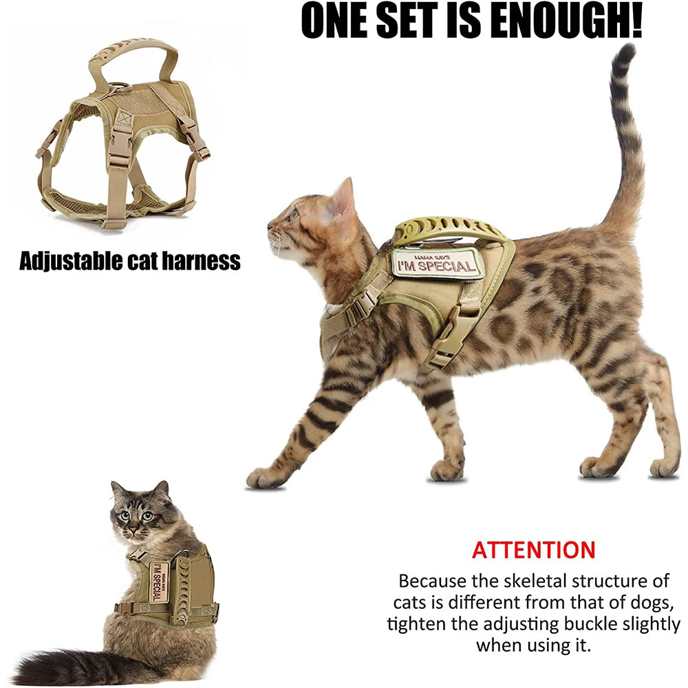 Tactical Cat & Small Dog Harness — Escape-Proof, Adjustable, and Breathable