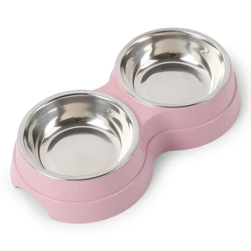 Double Pet Bowls – Stainless Steel Food & Water Feeder for Cats & Small Dogs