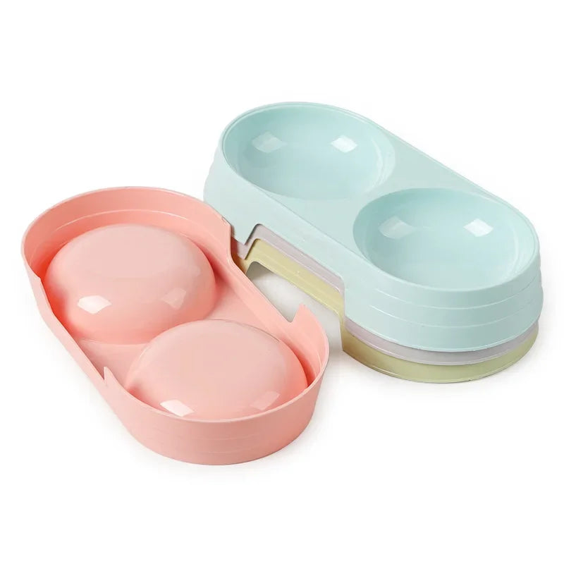 Double Pet Bowls – Stainless Steel Food & Water Feeder for Cats & Small Dogs