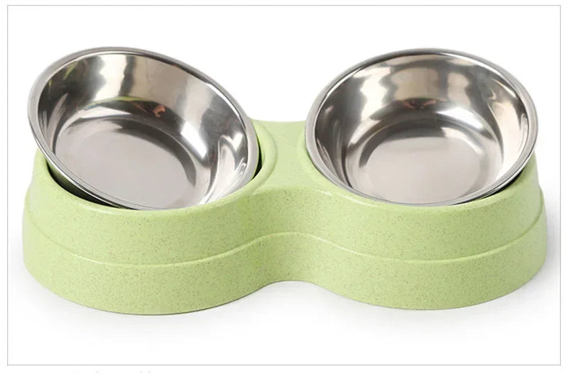 Double Pet Bowls – Stainless Steel Food & Water Feeder for Cats & Small Dogs
